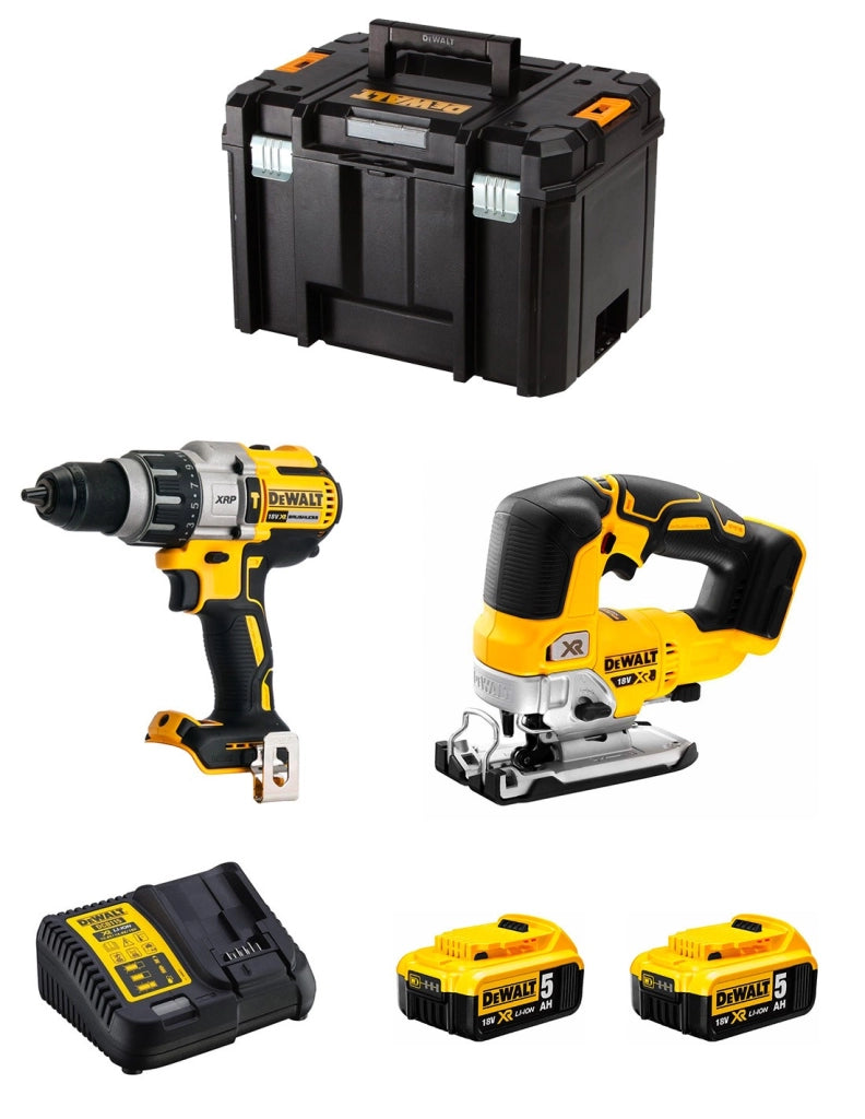 DeWALT Kit DWK215 (DCD996 + DCS334 + 2 x 5,0 Ah + DCB115 + TSTAK VI)