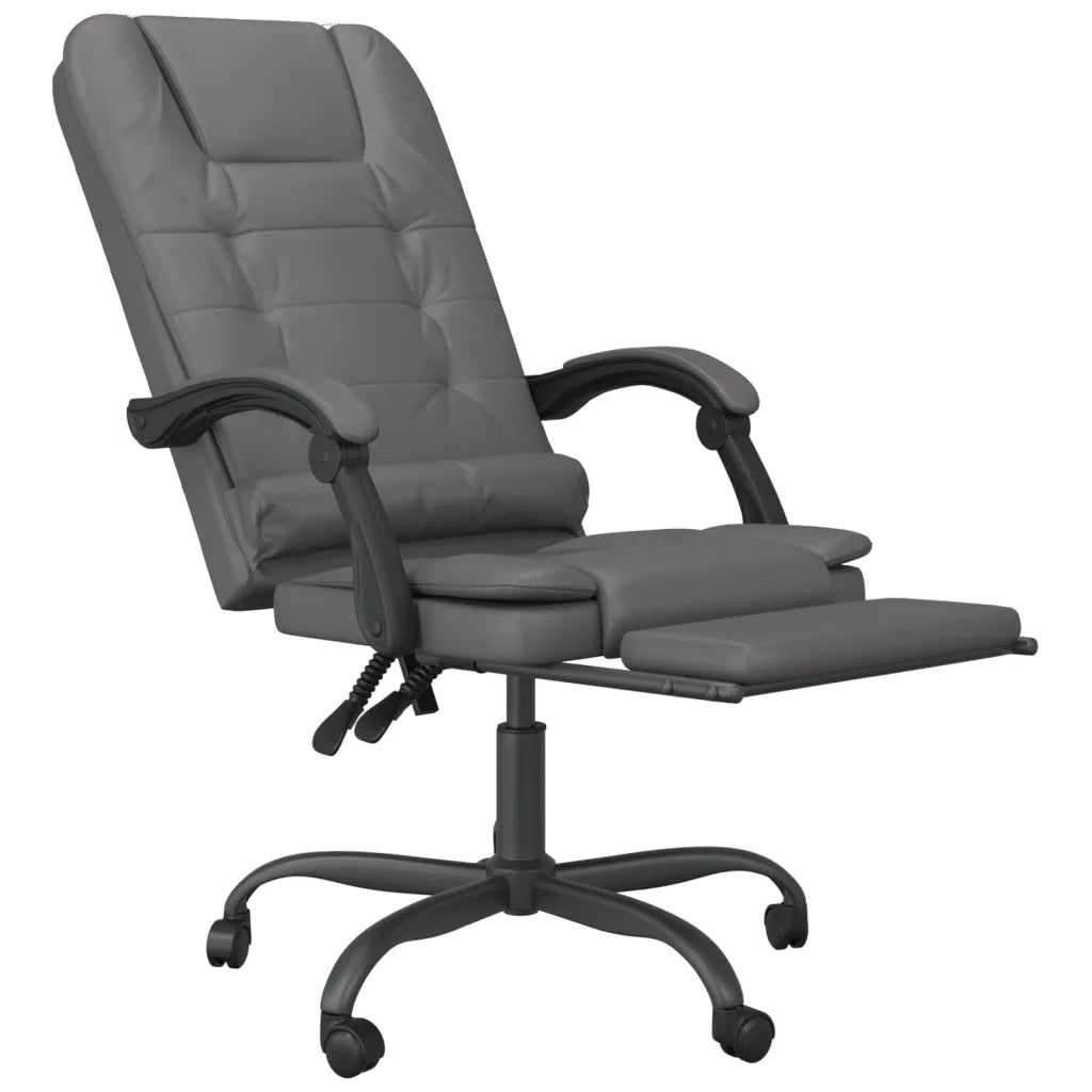 Poltrona da Ufficio Massaggiante | Sedia Relax Reclinabile Grigio Similpelle