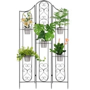 Portapiante Verticale Pieghevole con 5 Vasi da Esterno in Metallo, 82x12.5x150cm, Nero