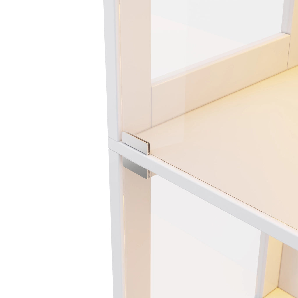 Vetrina LED in MDF e vetro temperato, 80 x 35 x 170 cm, bianca, a 4 livelli con porte push-to-open