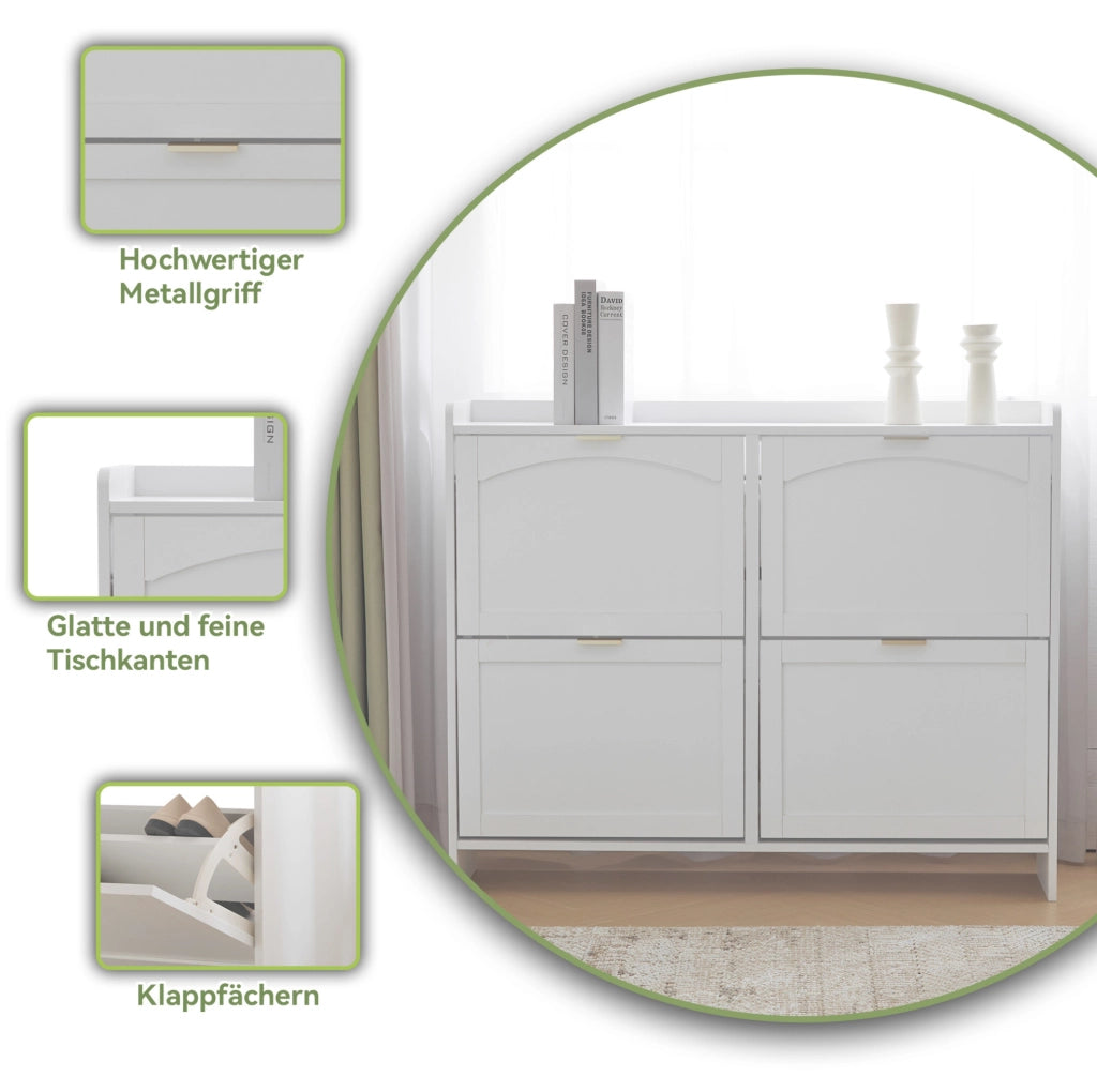 Scarpiera moderna ad arco con vano estraibile; 110x90x24 cm; bianco in truciolare