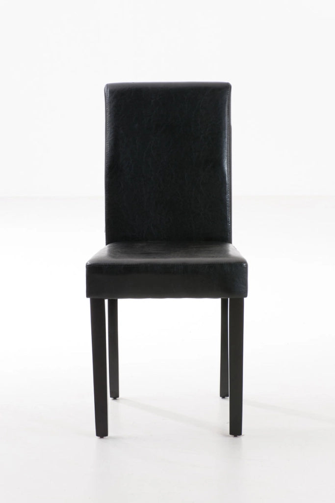 Sedia da pranzo Ina in similpelle nero,marrone scuro