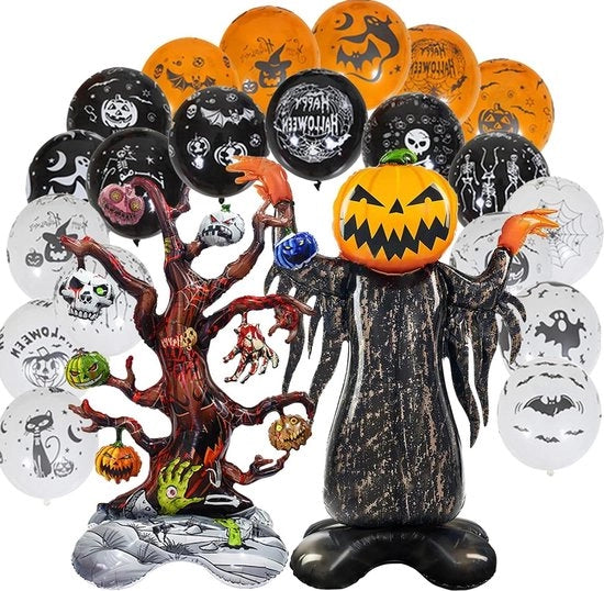 Set di Ballo Halloween - Decorazioni per Feste - Ballo di Folie Trendy - Set di Ballo Latex - Set di Ballo Spettrale - Ballo Nero e Bianco e Arancione