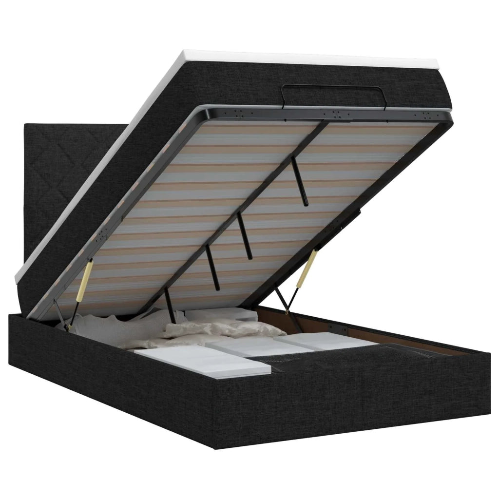 Letto ottomano con materasso Nero 120 x 190 cm Tessuto 3457558