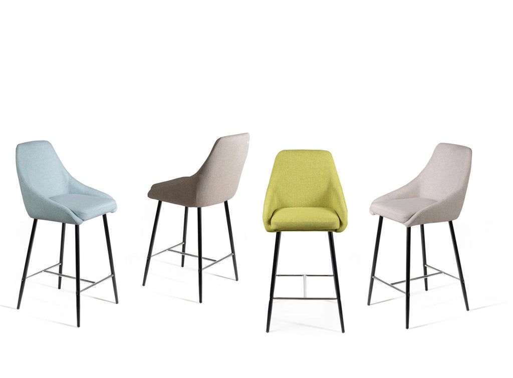 Ray - Sgabello in tessuto verde - Set da 1 pz
