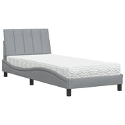 Letto con Materasso Grigio Chiaro 90x190 cm in Tessuto