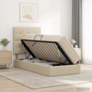 Letto con contenitore e materasso Crema 100 x 200 cm Tessuto 3459487