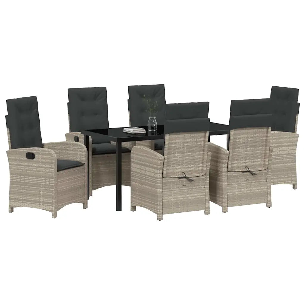Set da Pranzo per Giardino 7 pcs Grigio chiaro polyrattan 3380299