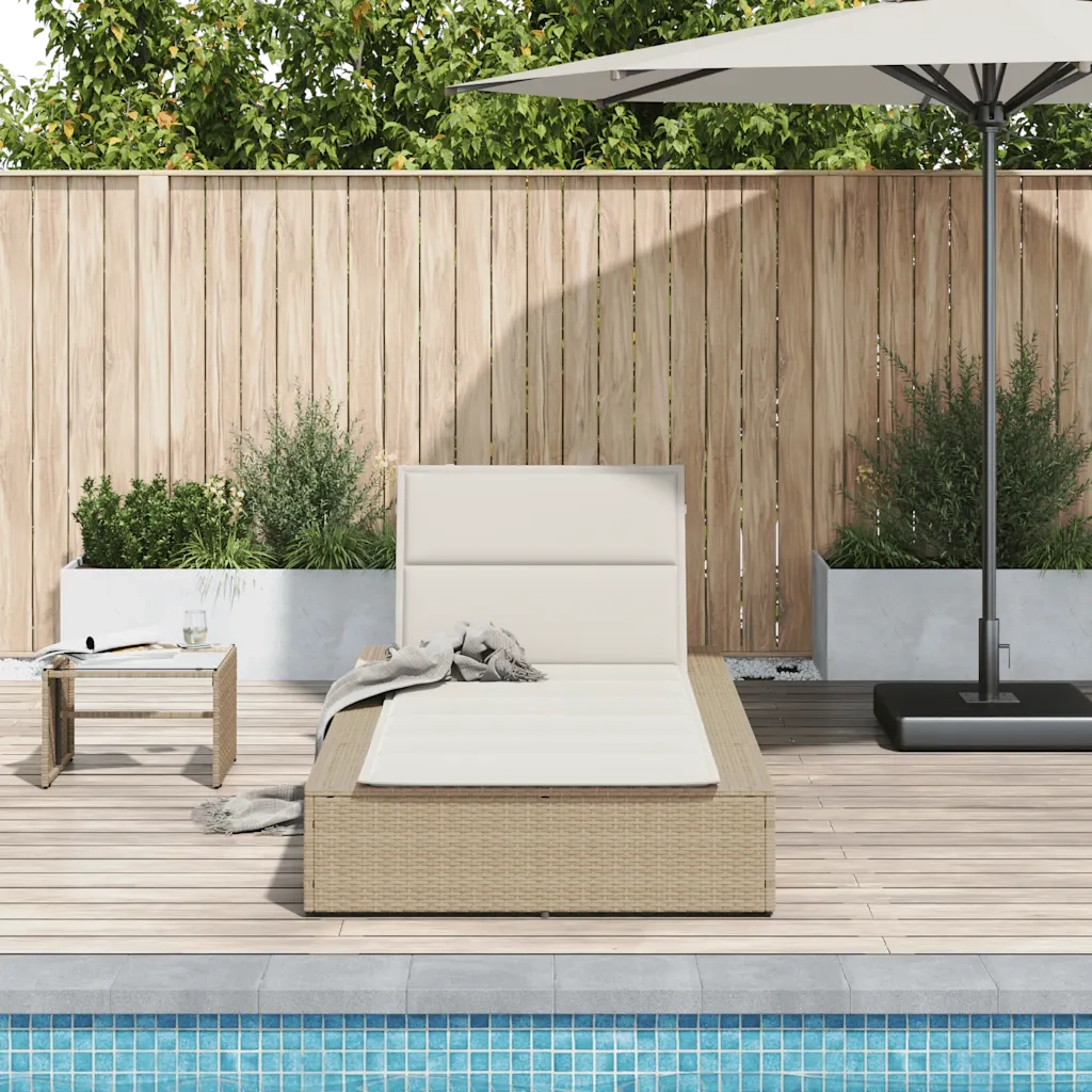 Lettino Prendisole con Cuscino Galleggiante Beige in Polyrattan 4104206