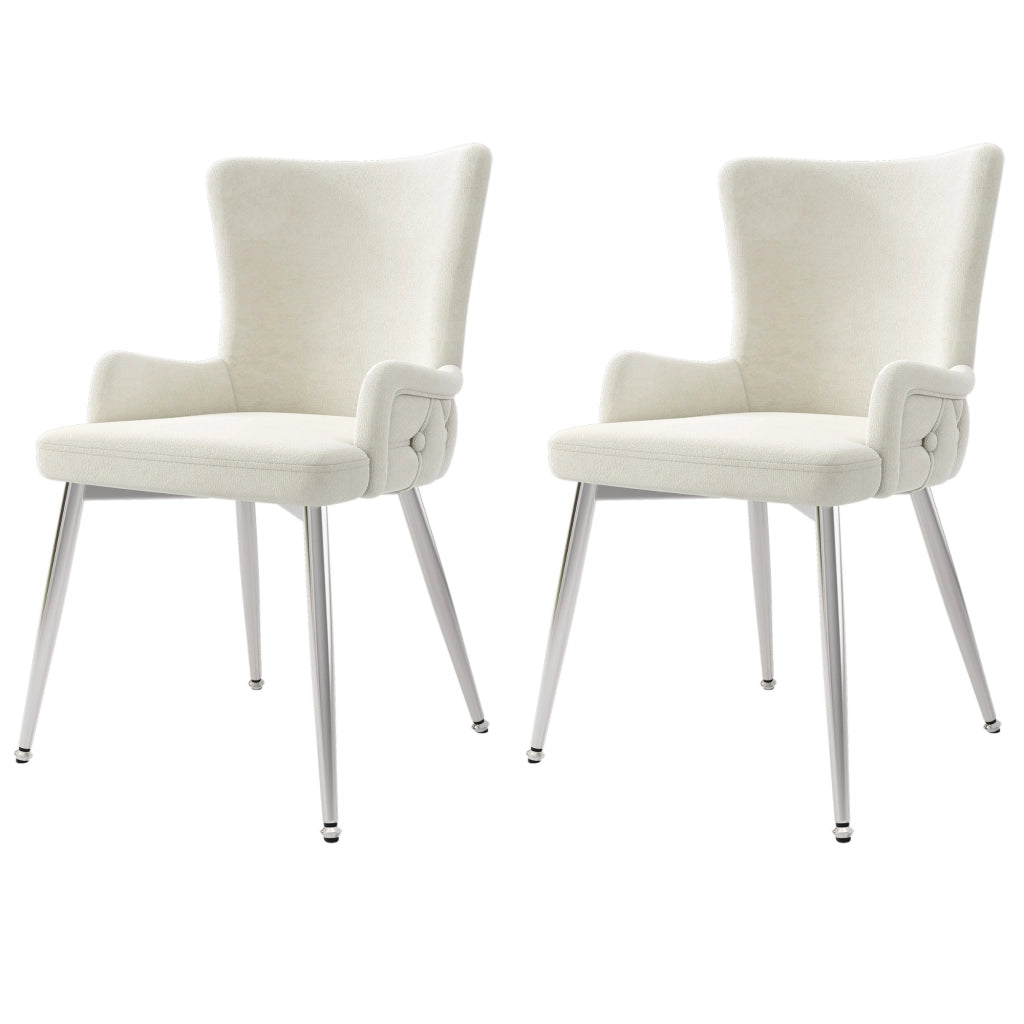 SEDIA Imbottita in Velluto Beige e Metallo Set da 2 pezzi