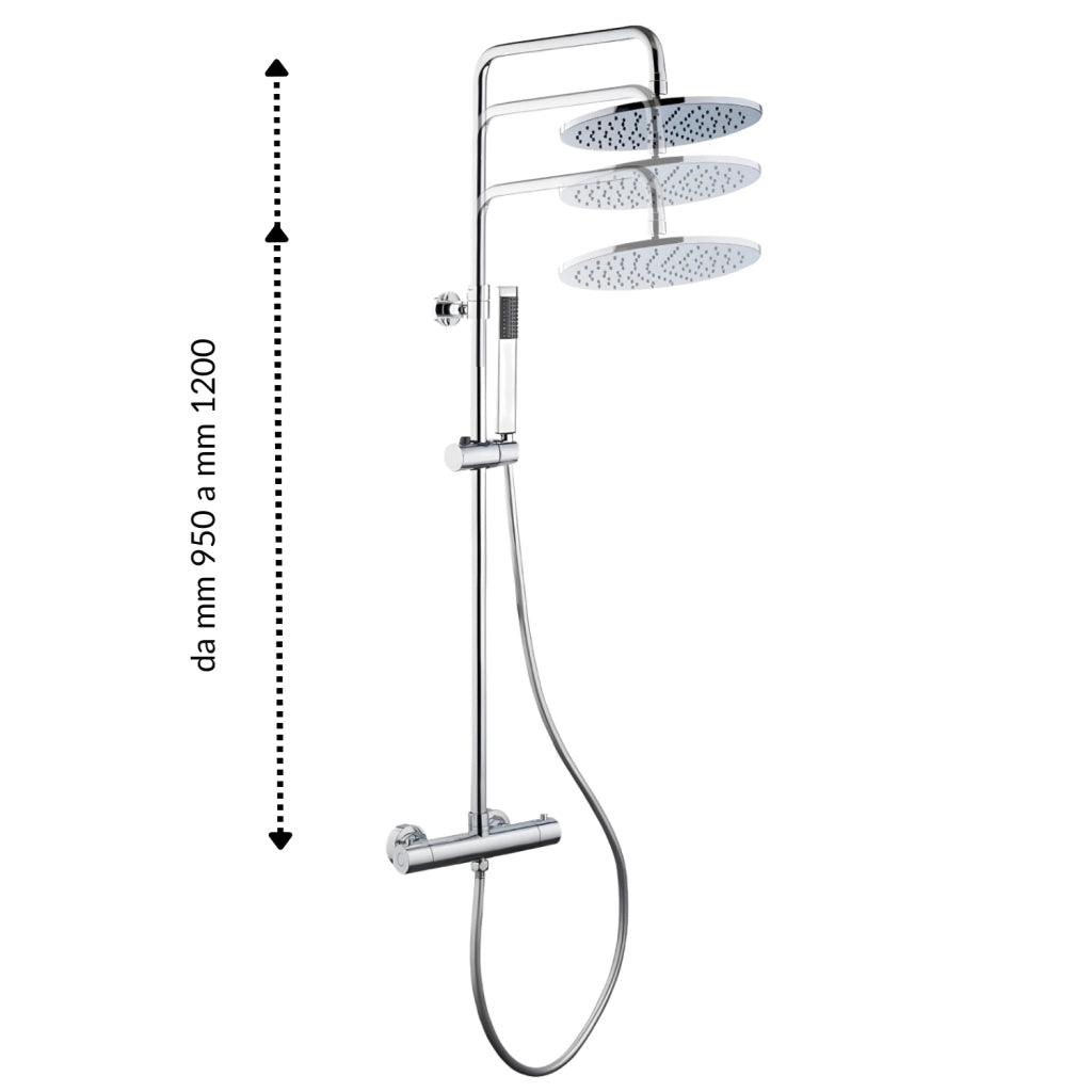 Colonna doccia attrezzata ottone cromato soffione tondo doccetta rubinetto termostatico *** confezione 1