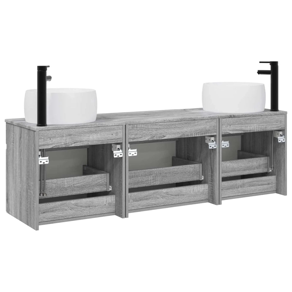 Set di Armadi da Bagno 3 pz Sonoma grigio 49 x 44,5 x 66 cm 3405773