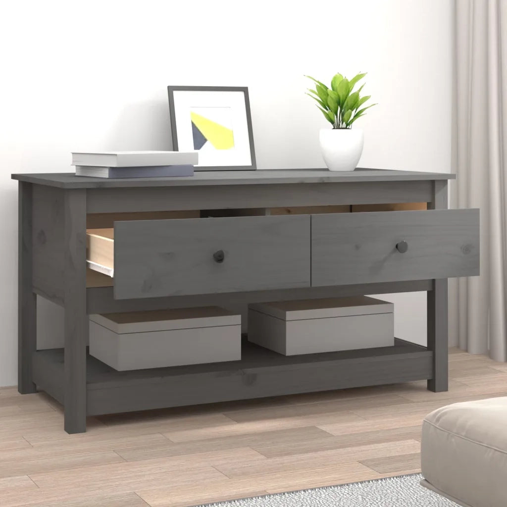 Tavolino da Salotto Grigio 102x49x55 cm Legno Massello di Pino 820923