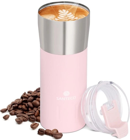 Beaker da caffè 500 ml, beaker to go in acciaio inox 18/8, isolato a doppia parete, mantiene caldo per 10 ore, 100% impermeabile, beaker con coperchio trasparente, BPA-free
