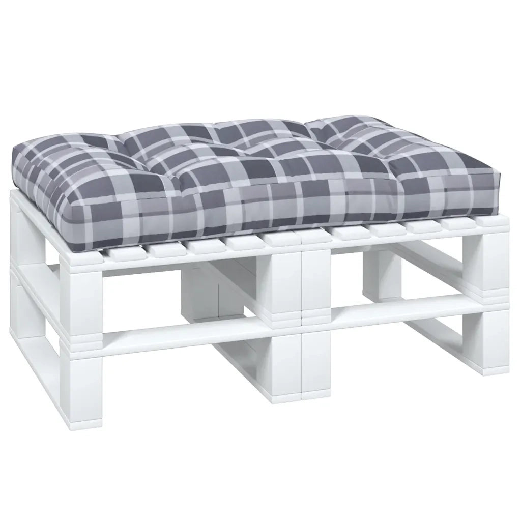 Cuscino per Pallet a Quadri Grigi 120x80x12 cm in Tessuto 360527