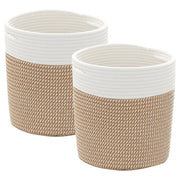 Cestini Portaoggetti 2 pz Marrone e Bianco ?28x28 cm in Cotone CFW3545771