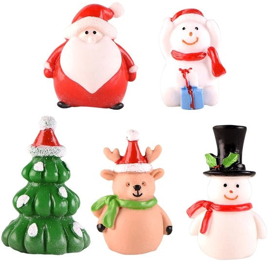 Decorazione di Natale 5 pezzi - Ornamenti di Natale - Abeti di Natale - Figurine - Resina - Paesaggio - Ornamenti di Natale