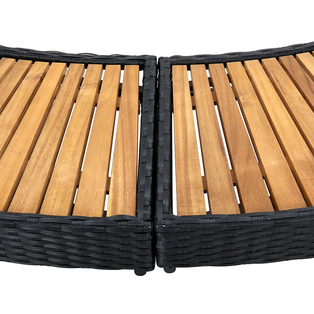 Bordo Spa Nero in Polyrattan e Legno d'Acacia cod mxl 52890