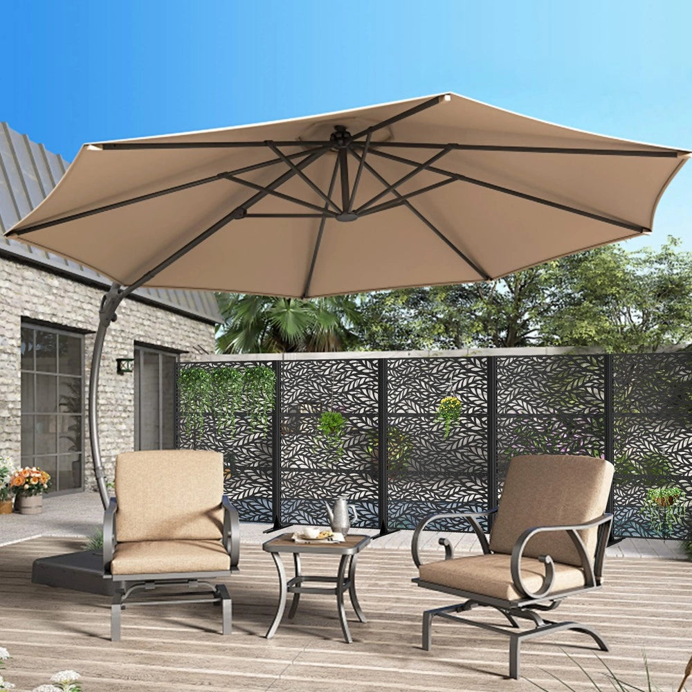 Pannello Divisorio da Giardino Freestanding ¨C Xylo ¨C Metallo, 183x116 cm, Balcone Patio