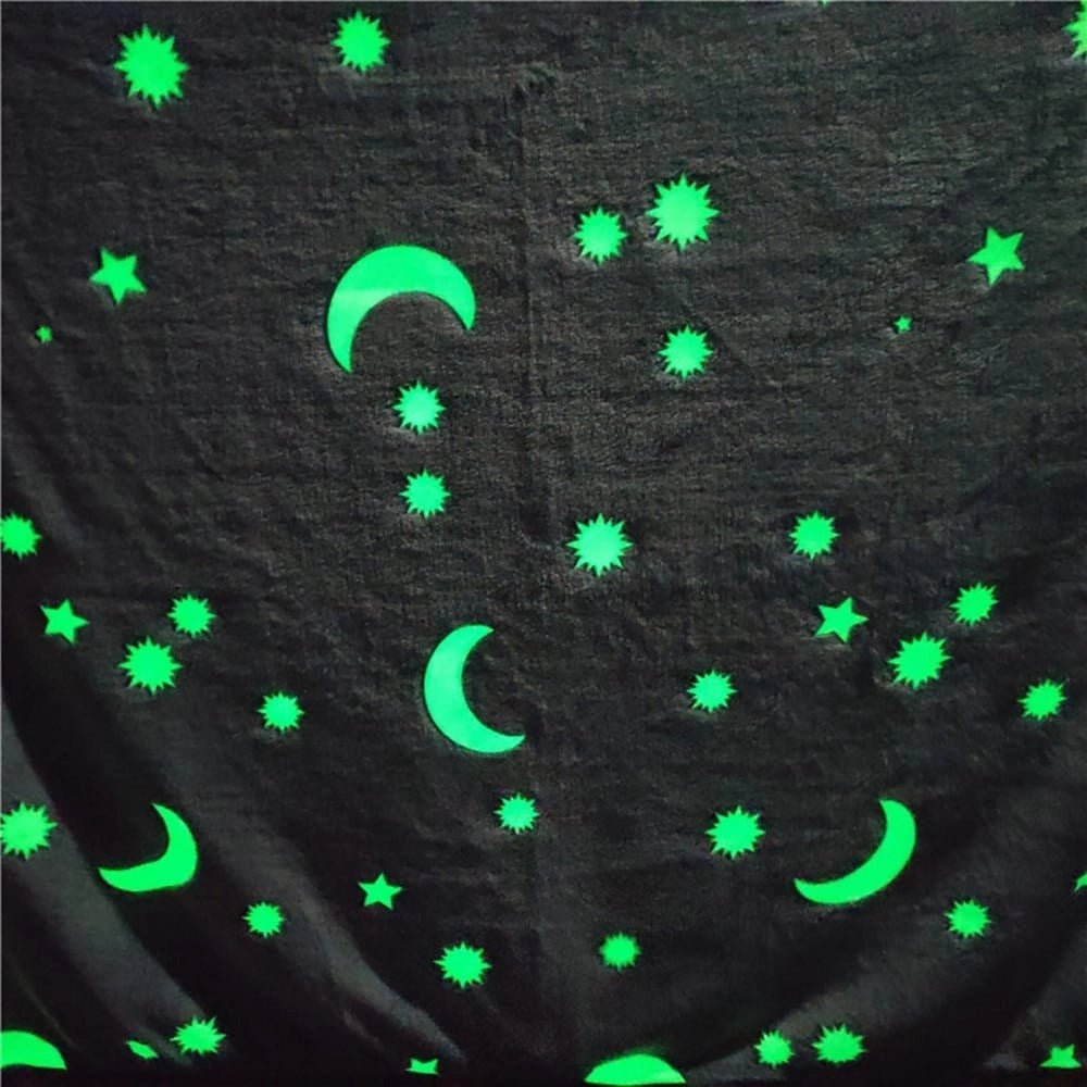 Trade Shop - Coperta Plaid In Pile Con Stelle Che Si Illuminano Al Buio Morbida Idea Regalo -