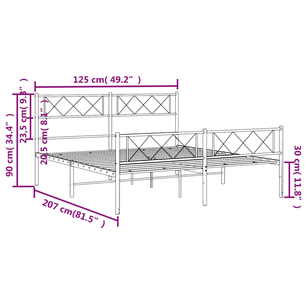Giroletto con Testiera e Pediera Metallo Bianco 120x200 cm 372342