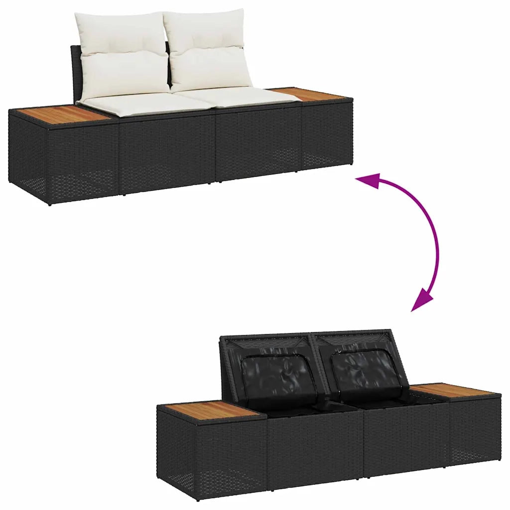 Set Divano da Giardino con cuscino 6 pcs Nero e Crema 3356807