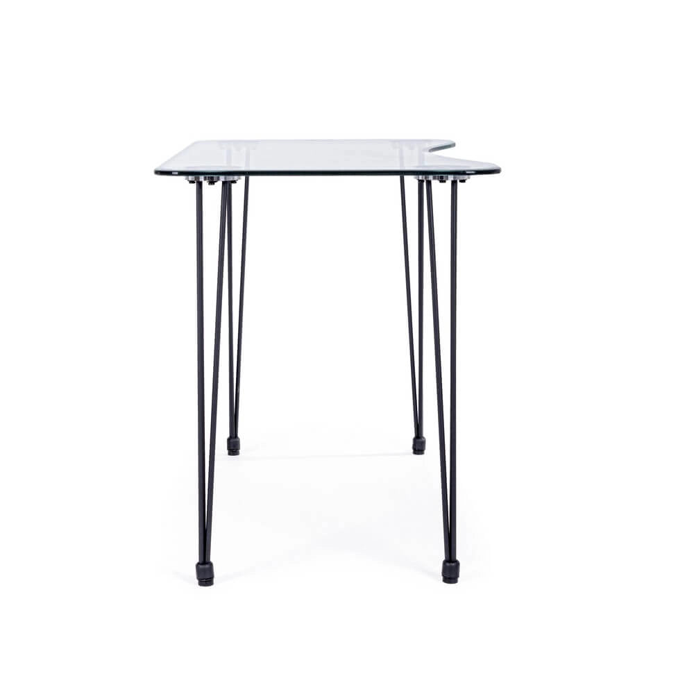 Scrivania in Vetro Temperato con Gambe in Acciaio Cromato - RADIANCE