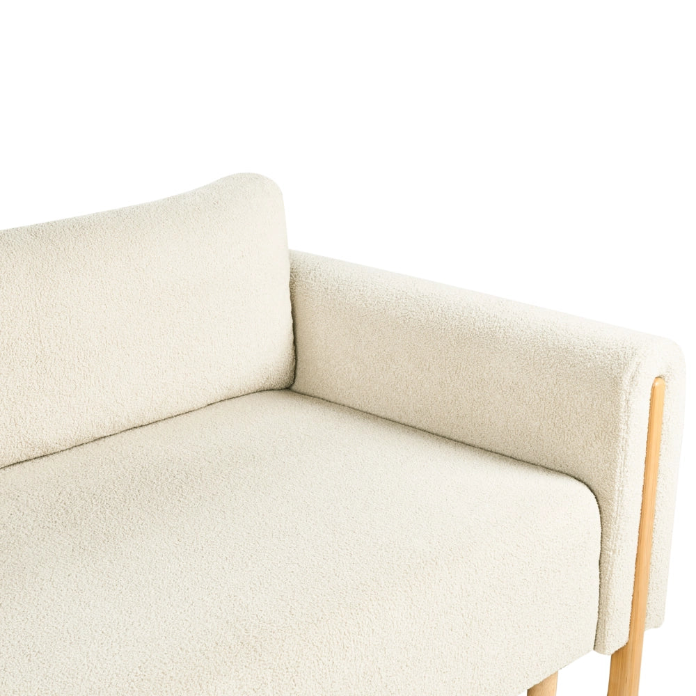 Divano letto in tessuto bianco sporco Rivestito con meccanismo Click-Clack Sleeper con contenitore Stile minimalista con braccioli