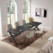 Consolle allungabile, 58 fino 302x90x73cm, Per 14 persone, Gambe in legno, Nero RF2833