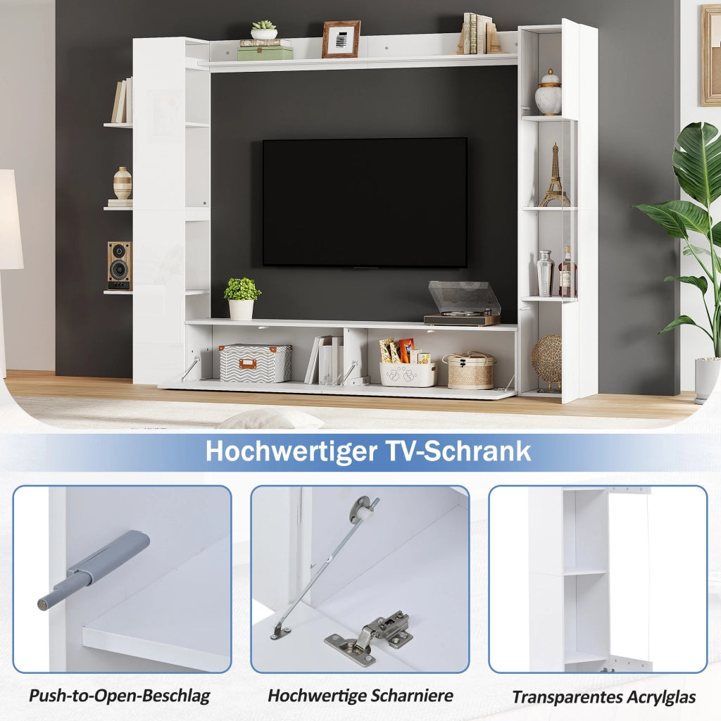 Cassettiera per TV bianca in truciolato 228 cm