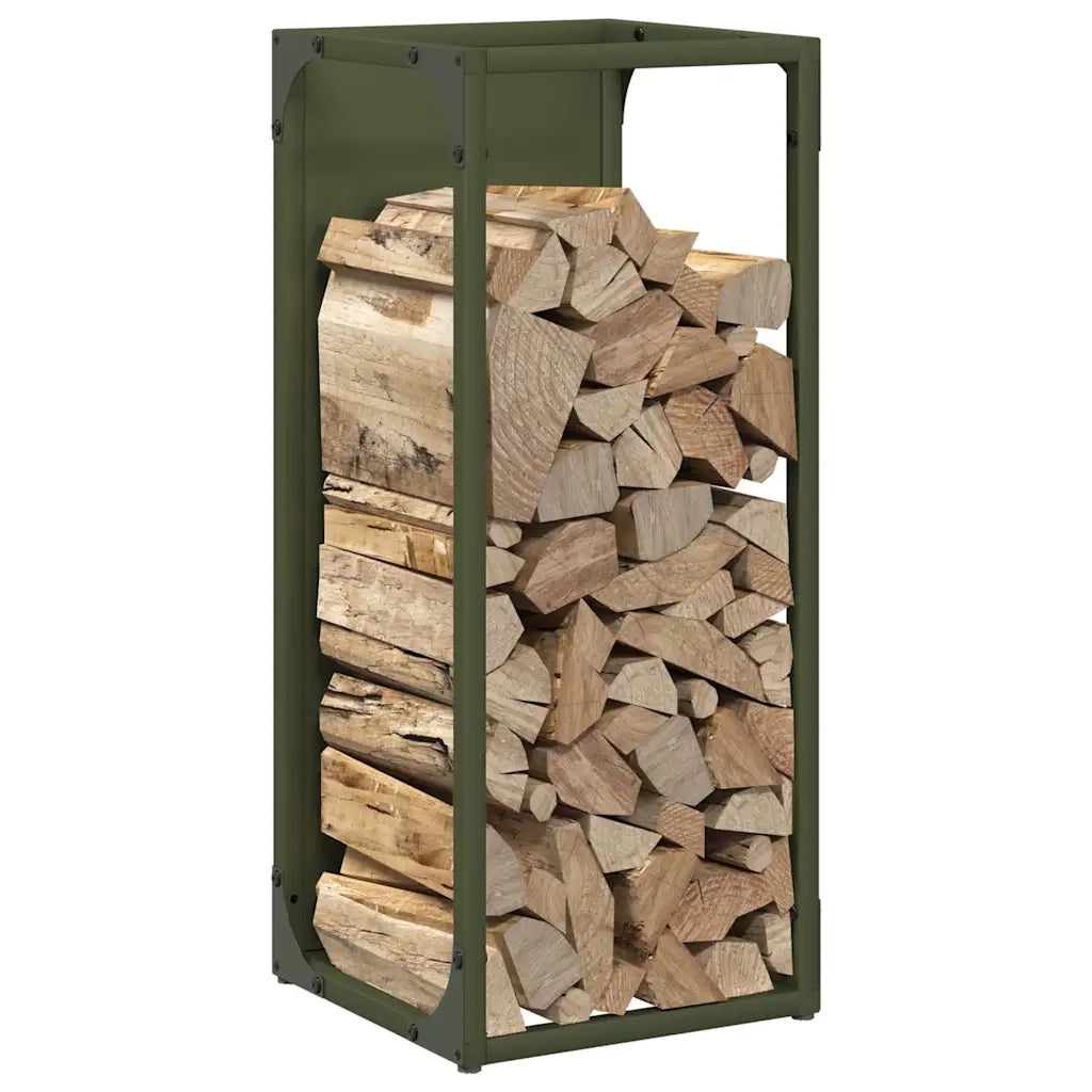 Rastrelliera per Legna da Ardere Verde Oliva 25x25x60 cm 864262