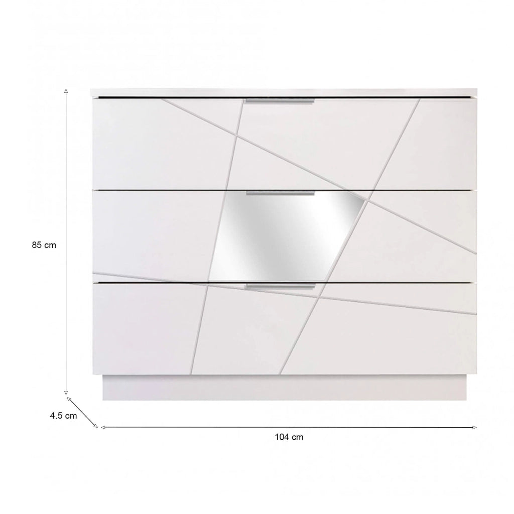 Cassettiera Nilam, Settimino multiuso, Comò camera da letto, Mobile con cassetti, Made in Italy, 104x45 h85 cm, Bianco