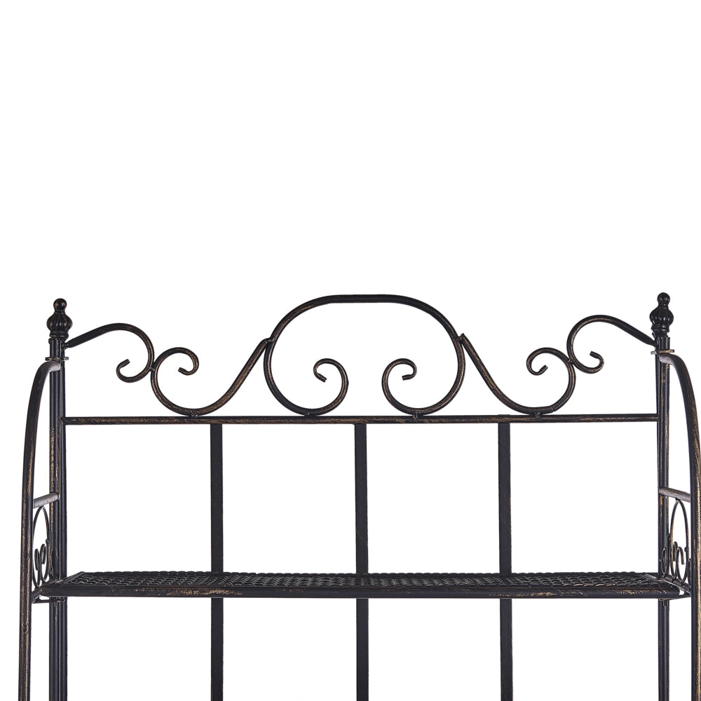 Scaffale per piante in metallo Nero per esterni interni giardino bagno rustico 4 ripiani portaoggetti da giardino autoportante