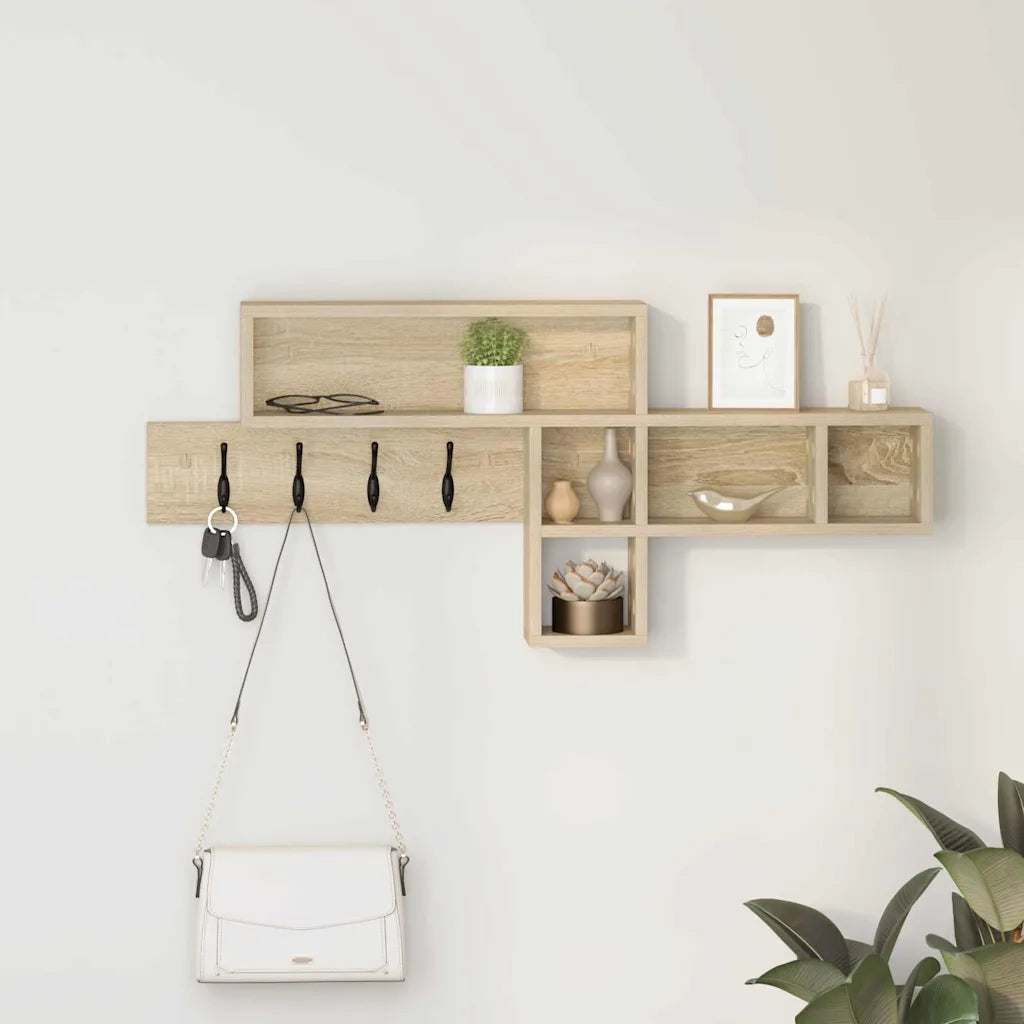 vidaXL Appendiabiti a muro rovere sonoma 100 x 12 x 43.5 cm