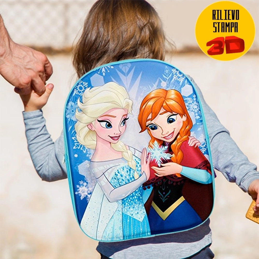 Trade Shop - Zainetto Frozen Elsa Anna Stampa Rilievo 3d Bambine Scuola Asilo Tempo Libero -