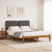 Letto con Testiera Rivestita Naturale e Grigio Chiaro 904005