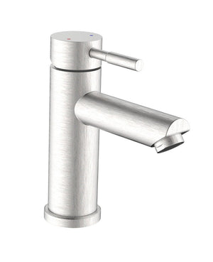Miscelatore lavabo in acciaio inox satinato tondo