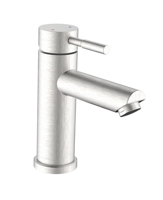 Miscelatore lavabo in acciaio inox satinato tondo