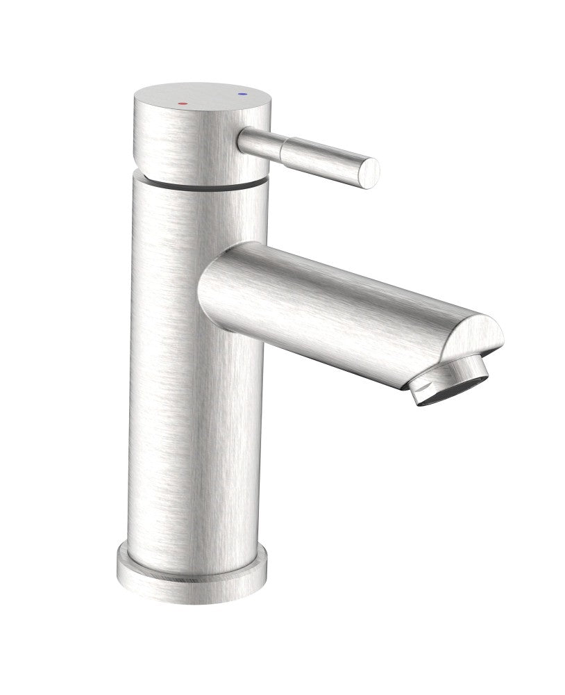 Miscelatore lavabo in acciaio inox satinato tondo