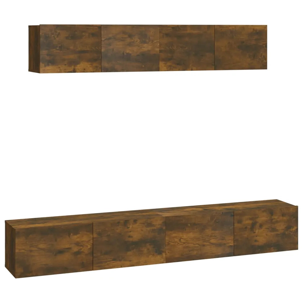 Set di Mobili Porta TV 4 pz-Set di 4 Credenza per TV Rovere Fumo in Legno Multistrato 906019