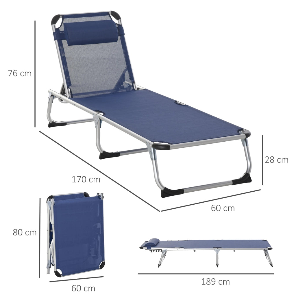 Lettino Prendisole Pieghevole da Giardino 60x170x76 cm in Alluminio e Textilene Blu