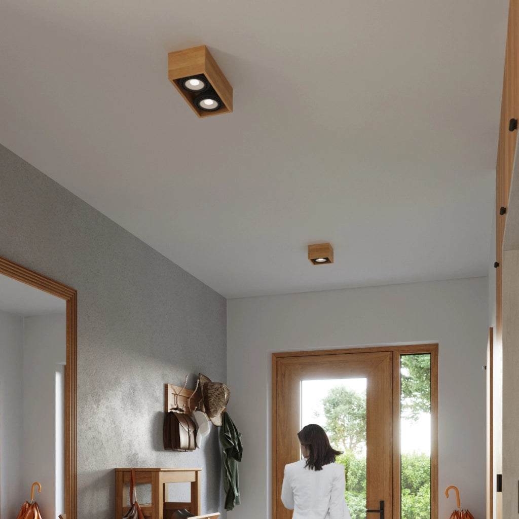 Quatro Peach Puff Plafoniera 2x10W LED Legno Scandinavo Quadrato IP20
