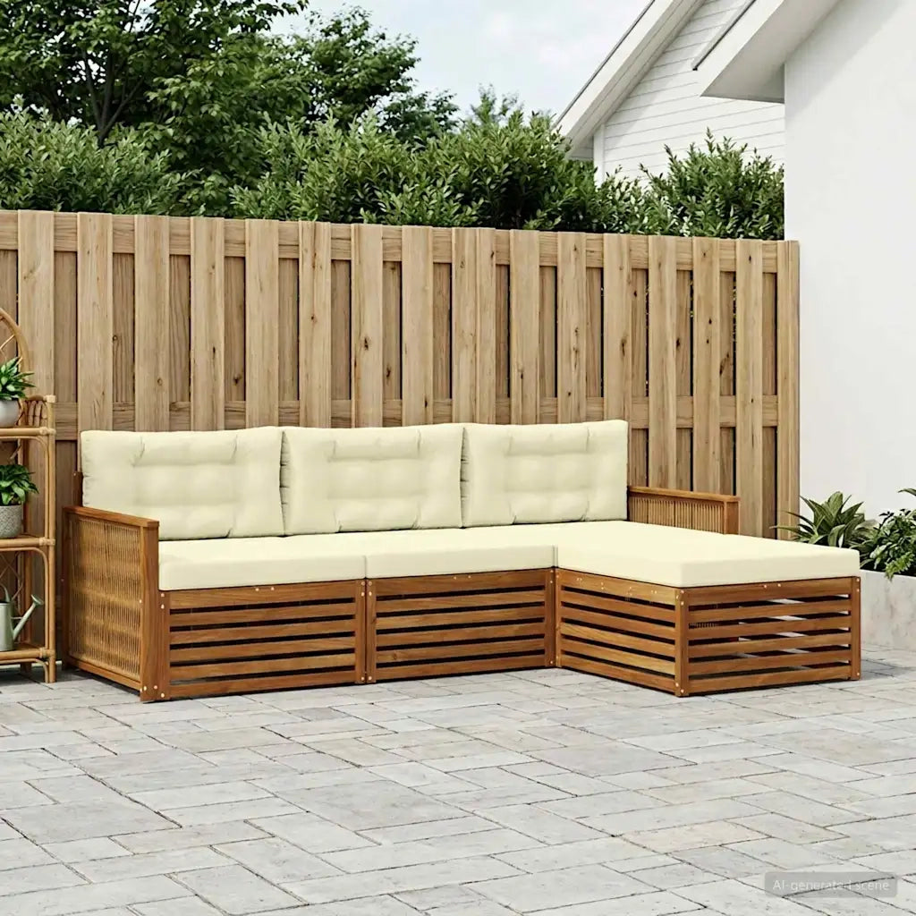 Set di divani da esterno Naturale e Crema 249 x 162,5 x 73 cm 3383208