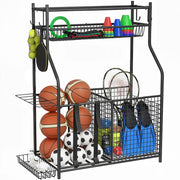 Portapalloni da Parete ¨C Xylo ¨C Con Ganci e Fasce Elastiche per Basket e Calcio