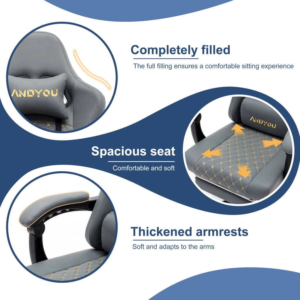 Sedia Gaming Ergonomic in Pelle ¨C Zephmum ¨C Grigio