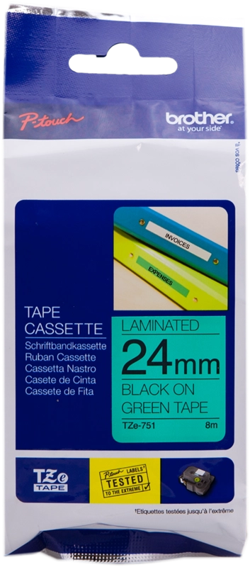 Brother TZE-751 nastro per etichettatrice Nero su verde