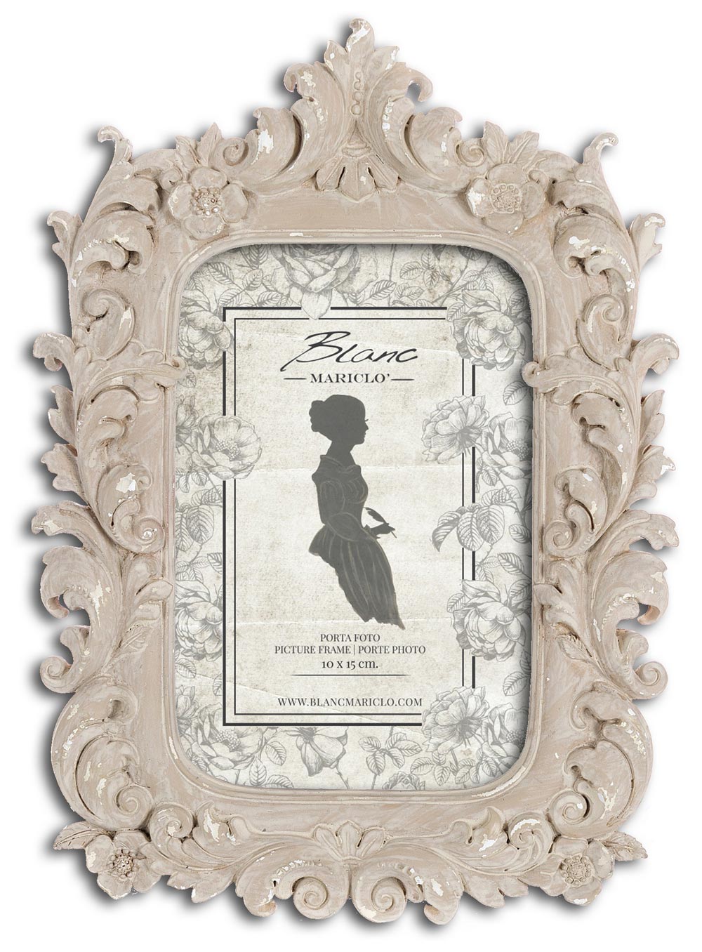 Portafoto Cornice Shabby Chic Antichizzata Elegante stile Classico Blanc Mariclò Dimensione: Grande