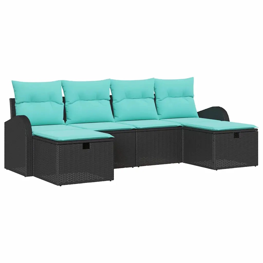 Set Divano da Giardino con cuscino 6 pcs Nero polyrattan 3360457