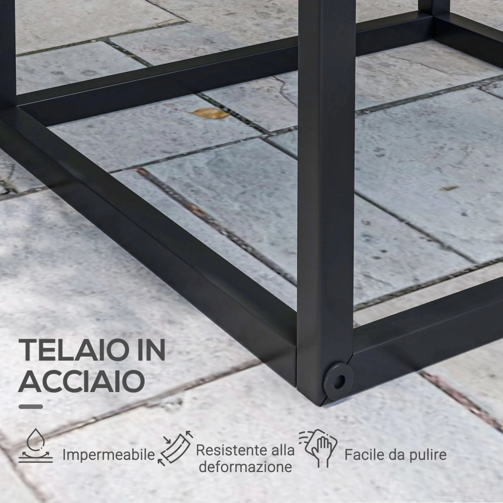 Tavolino Portapiante Set 2 Pezzi in Acciaio ¨C Zephmum ¨C Nero 25x25x58.5 31x31x65 cm