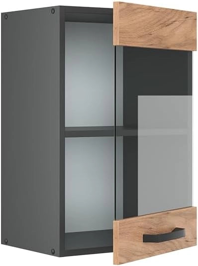 Mobile da cucina in vetro R-Line, Quercia dorata, 40 cm, per la libera combinazione all'interno di sistemi cucina modulari